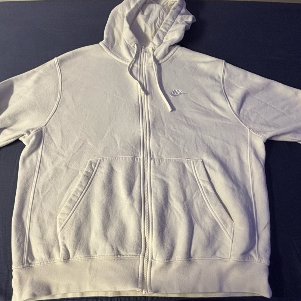 L White NIKE zip up hoodie